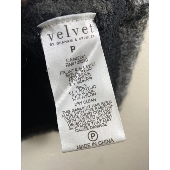 Velvet Graham & Spencer Wool mohair Sweaters Womens  Small Gray Black fall Cozy - Picture 8 of 10